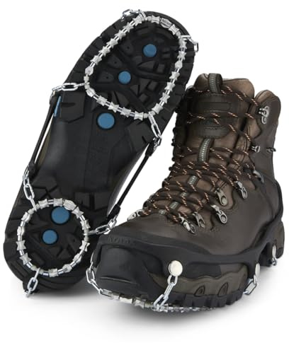 Yaktrax Diamond Grip Crampones Antideslizantes Nieve&Hielo – Agarre Completo para Caminar,Correr&Senderismo, Banda Elástica Resistente al Frío, Fáciles de Poner, Ligeros, Resistentes, Negros, L