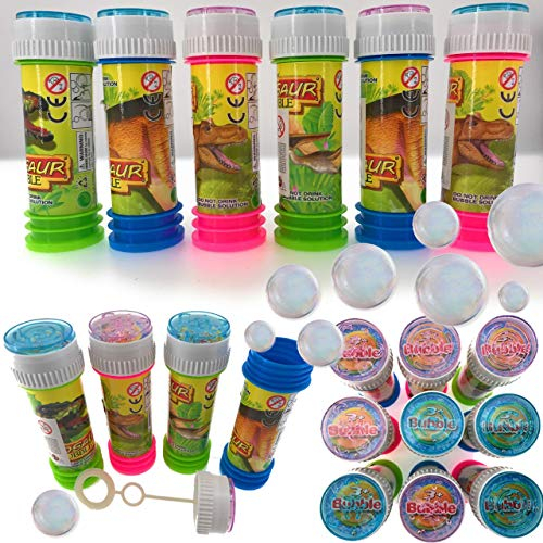 4X Seifenblasen * Dinos & T-REX * | Mitgebsel zum Dinosaurier Kindergeburtstag, Urzeit-Mottoparty und Kinderparty ┃ Kinder lieben Diese Bubbles | Spiel & Spaß