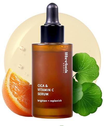 Meebak Korean Vitamin C Serum | Radiance Face Serum | Soothing Formula with Centella Asiatica, Panthenol & Adenosine for Glowing Skin | Lightweight Daily Formula