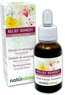 Relief remedy Emotionella blommor eller Bachblommor Naturalma - 30 ml droppar - Alkoholfritt flytande extrakt - Blommessenser - Vegansk