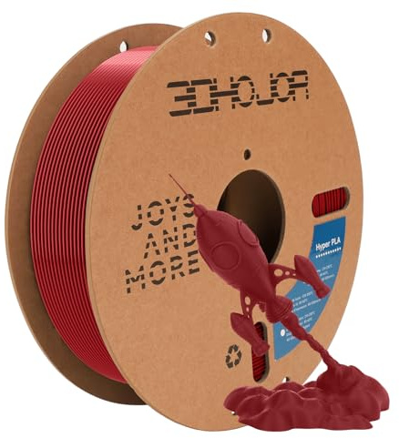 3DHoJor PLA Filament 1.75mm Rot 1KG, 3D Drucker Filament Maßgenauigkeit +/- 0,02 mm, Filament 3d Druckmaterialien, Super Speedy PLA Filament für 3D Drucker