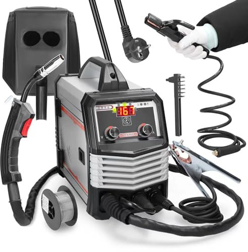 120A MIG Welder, 110V/220V Dual Voltage Multiprocess Welding Machine, Gas Gasless 4 In1 MIG MMA MAG TIG-160C with IGBT Inverter Automatic Wire Feeding