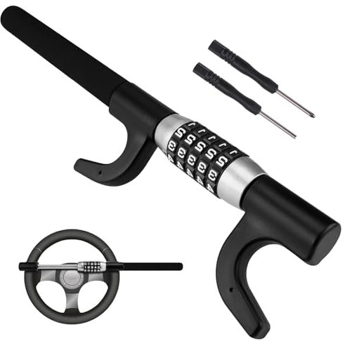 Auto Passwort Anti-Diebstahl Sicherheitsschloss, Lenkradkralle mit Zahlenschloss, Lenkradschloss, Parkkralle, Radkralle, Auto Diebstahlschutz, Lenkradsperre Auto, Universal(Schwarz)