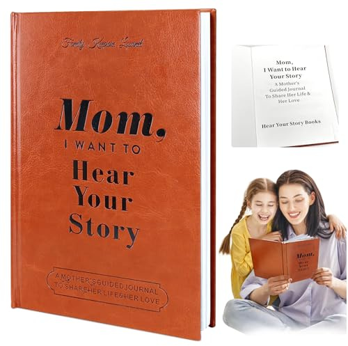 KutaKuta Mom, I Want To Hear Your Story – En mors guidad dagboksbok för att dela hennes livshistoriedagbok, mammas berättelse med hållbart läderomslag, bärbara journaltillbehör och mammas