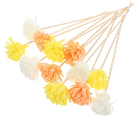 Vaguelly 12pcs Natural Dried Flower Reed Diffuser Sticks Refill Floral Essential Oil Diffuser for Home and Bathroom Rattan Reed Flowers in Beige Yellow and Orange Colors