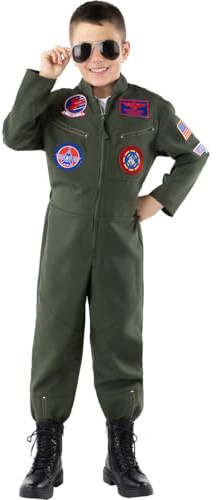 Funidelia Déguisement de pilote Top Gun pour garçon, Licence Officielle, Taille 3-4 ans Pilote, Aviateur - Costume pour enfant pour les fêtes, le Carnaval et Halloween
