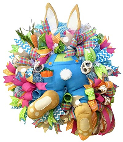Couronne de Lapin de pâques, Couronne Carottes avec Oreilles, Ornements pâques Mignons pour la décoration Porte