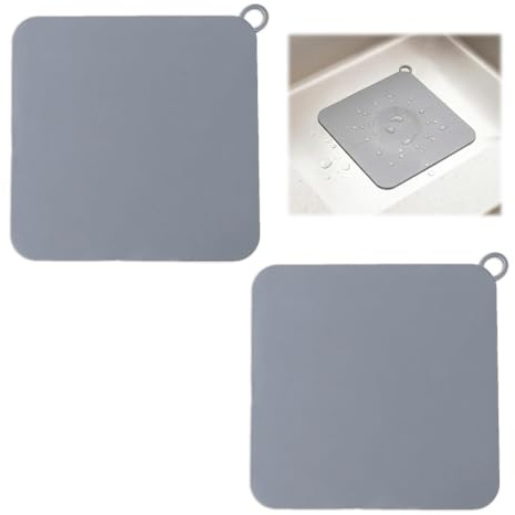 Tapa Desagüe Plato Ducha Antiolor Silicona 2 Piezas Gris, Cubierta Drenaje Baño Cocina, Barrera Protectora contra Olores, Resistente Humedad, Diseño Universal Fácil Instalar