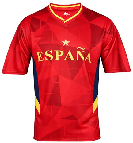 JEELINBORE 2026 Fotbollskopp T-shirt 48 länder Cheer T-shirt Herr Dam Kortärmad T-shirt Andningsaktiv Sport Avslappnad Fotbollströja Cup Sportskjorta Sportskjorta, Spanien, S