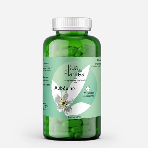 Aubépine 120 Gélules - Contribue à Maintenir un Sommeil Naturel, 305 mg par Gélule, Complément Alimentaire Naturel