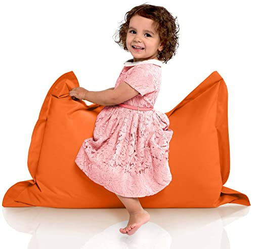 Green Bean© Pouf pour Enfants 70x100cm & 70 litres Remplissage de Perles EPS - Indoor&Outdoor - Bean Bag Coussin Siège Coussin de Sol Fauteuil Pouf Géant Coussin de Repos Garçons & Filles Orange
