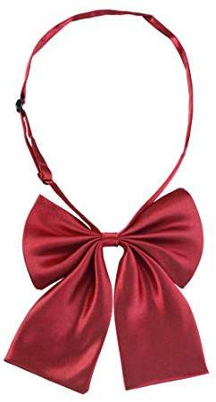 Allegra K Women's Pre-Tied Bowknot Solid Color Uniform Cosplay Adjustable Bowtie Red One Size