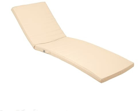 Cojín Tumbona - Desenfundable, Impermeable, Anti-UV y con 5 Correas - Colchoneta Tumbona 185x55x5CM - Beige - DÉCO Arts