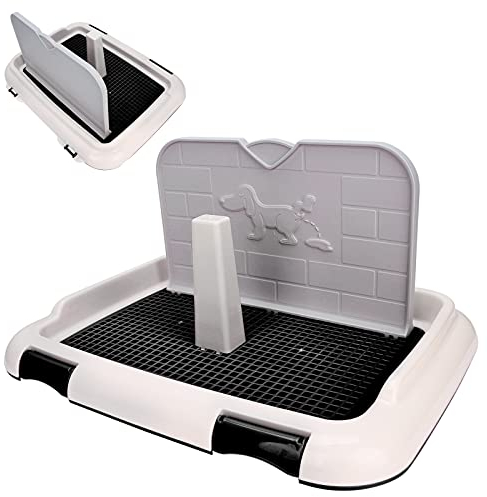 Hundetoilette , Indoor Welpen Trainingstoilette , Hunde Töpfchentrainer mit Simulierter Wand für Rüden , Hunde Töpfchen für Geplantes Urinieren (empfohlenes Gewicht Unter 15 Pfund)(Schwarz)