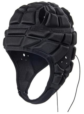 Casque de Rugby pour Enfants, Couvre-Chef de Football, Protection de Tête Souple et Rembourrée, Casque de Sport pour Jeunes Enfants, M Noir