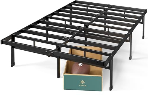Zinus Justin Cama 120 x 190 cm – Estructura de Cama 36 cm de Altura con Almacenamiento Debajo de la Cama – Estructura de Cama con Plataforma de Metal – Negro