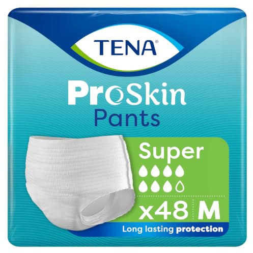 Tena ProSkin Pants Super, Incontinence Underwear, Medium (48 Count) | Incontinence Underwear for Men & Women, Moderate to Heavy Leakage, Fast Absorption, Odour Control & Triple Skin Protection