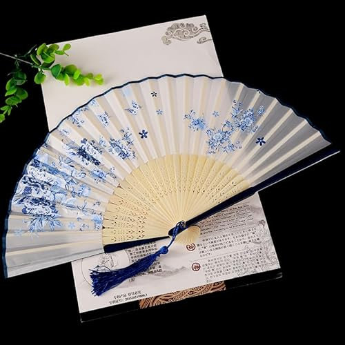 Folding Hand Fans For Women Chinese Japanese Vintage Bamboo Silk Fans For Hot Flash,Music Festival, Party, Dance, Performance, Decoration, Gift Classical Fan Folding Fan