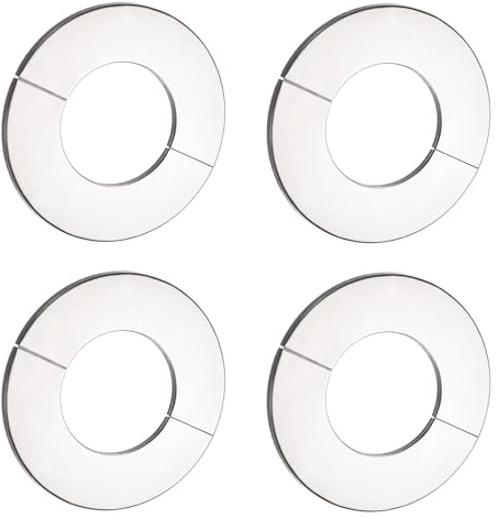 TOP-VIGOR 4 st 81 mm väggdelad fläns rörskydd, rostfritt stål runt rör täckbricka med självhäftande baksida för radiator, vatten och uppvärmningsrör vägghålsdekoration