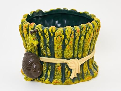 Caracol Manojo Esparragos Maceta de Cerámica con Colores Vivos Diseño Detallado Artesanía Pintado a Mano Figura Versátil Jardín Exteriores 42x15x21H cm