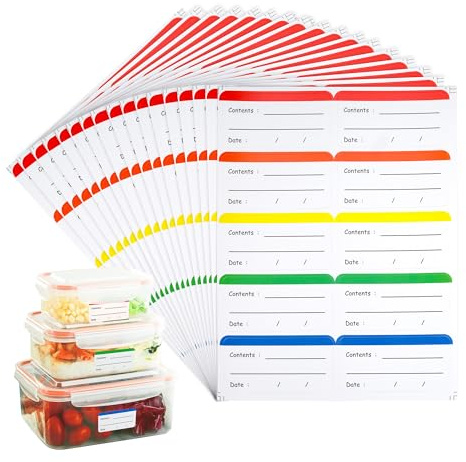 YKUKIZEE 1000 PCS Date Labels for Food Removable, Freezer Food Labels Stickers Easy Peel Off, Coloured Freezer Label 3x6 cm for Box Bottle Bag Jar