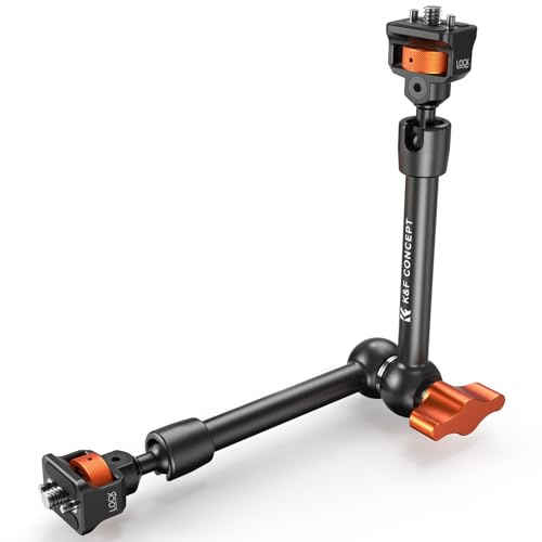 K&F CONCEPT Brazo Mágico 11 Pulgadas / 28 cm con Tornillo 1/4, Rotula 360°, Mini Magic Arm para Monitor, Luz LED, Webcam – Capacidad 2KG