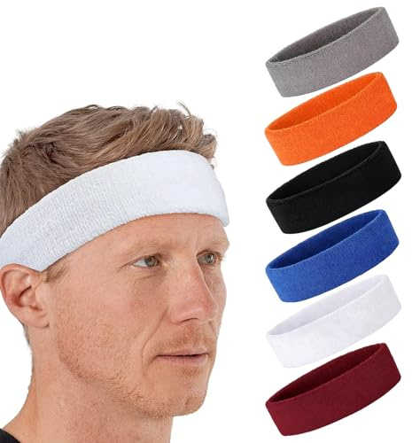6 Piezas Diademas deportivas para mujer hombre,Diadema elástica,Cinta pelo deporte,Bandas para el sudor,para correr,yoga,fitness,tenis,baloncest