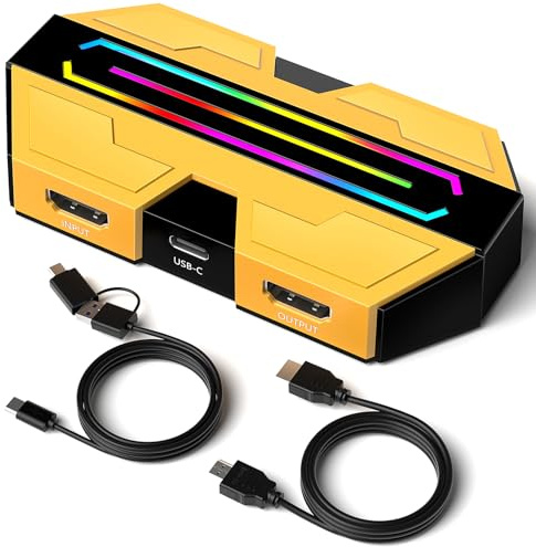 Tarjeta de captura de video HDMI 4K/60Hz y 1080P/240Hz, tarjeta de captura de juegos externa USB 3.0 para PS5/Xbox/Switch, Plug and Play para PC y Mac, graba y transmite en OBS