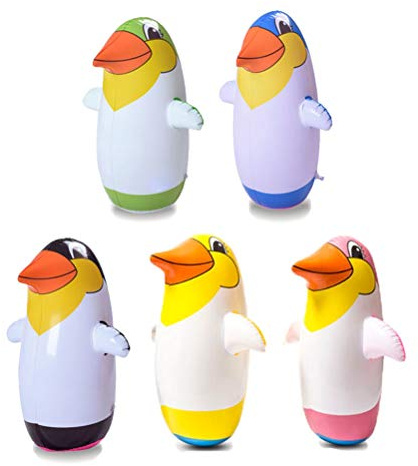 5 Pezzi 22cm Giocattoli Pinguino Gonfiabile Tumbler Morbido Giocattoli gonfiabili Accessori per Feste per Bambini Giochi al Coperto (Colore Casuale)