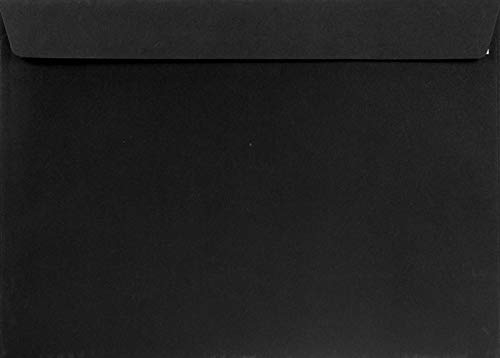 Netuno 10 farbige Briefumschläge Schwarz DIN C4 22,9 x 32,4 cm 120g Burano Nero Umschläge groß für DIN A4 Dokumente Urkunden Zeugnisse Verträge Unterlagen Briefhüllen bunt C4 Dokumentenumschläge