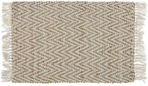 Beliani Boho Teppich Jute Baumwolle beige rechteckig 50 x 80 cm Zackenmuster zweiseitig Afrin