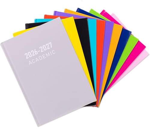 2026 2027 Academic Diary A5 Week to View - Mid Year Student Planner August 2026 to July 2027 - Hardback School College Organiser with Ribbon Bookmark (Grey)