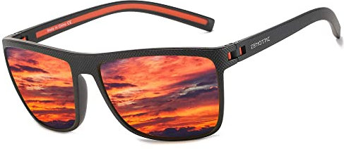 ZENOTTIC Polarised Sunglasses for Men Lightweight TR90 Frame UV400 Protection Square Sun Glasses