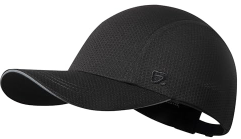 GADIEMKENSD Women's Race Day Running Hat Performance 100% Polyester Baseball Cap - Excellent Ventilation, Lightweight, Reflective Safety Ponytail Hats for Exercise Golf Hiking Beach Workout Gym Black