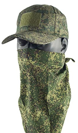 Taov Gorra de béisbol rusa para hombre, con pañuelo triangular del ejército, gorra táctica militar de camuflaje (camuflaje verde)