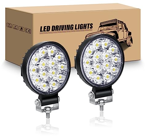 RIGIDON 2Pcs Faro da lavoro led, 3.2 Pollici 42W Mini Fari di profondità, Spot Luci di Lavoro a Led 12V 24V 6000K Faretti Fendinebbia per Off Road Fuoristrada Auto Trattore Camion SUV ATV 4x4
