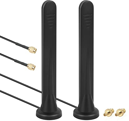 Nelawya 4G LTE Antenne 15 dbi Magnetfuß MIMO Omnidirektionale Antenne mit SMA TS9 Stecker 3m RG174 Kabel für CPE Router, Mobile Hotspot, Router, Wireless Range Extender(2 Stück)