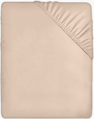 Utopia Bedding - Spannbettlaken 120x200cm - Beige - Oeko-Tex Zertifiziertes Gebürstete Polyester-Mikrofaser Spannbetttuch - 35 cm Tiefe Tasche