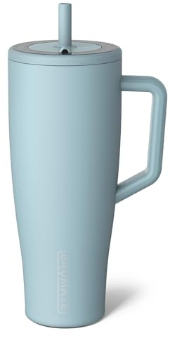BrüMate Era 40 oz Becher mit Griff und Strohhalm | 100% dichte isolierte Wasserflasche mit Deckel und flexiblem SoftSip-Strohhalm | Aus Edelstahl | Tassenhalter-freundlich | 1,2 l (Mist)