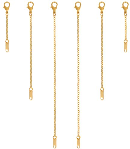 6 Stück Verlängerung für Halskette Kettenverlängerung, 5/10/15cm Verlängerung Schmuck mit Karabinerverschluss Legierung Schmuckverlängerungen-Set für Schmuck Halskette Armband Fußkettchen (Gold)