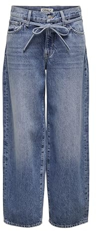 ONLY Femme Onlgianna MW Straight Dot596 DNM Noos Jeans, Medium Blue Denim, 26W / 32L EU