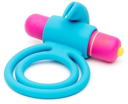 Lovehoney Excite Vibrating Cock Ring 3 in 1 | 10 Functions Rabbit Double Ring | Silicone Dual Penis Ring with Bullet Vibrator | Adult Sex Toy with Clitoral Stimulator for Couples Men & Women