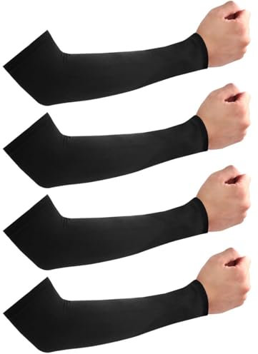 RHHGHY Manguitos unisex de 2 piezas Manguitos transpirables anti-UV Mangas para brazos para voleibol, ciclismo, baloncesto, correr, trabajo al aire libre, juego, 2 Pares Negras, M