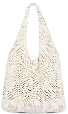 MUNSKT Sac Fourre Tout en Maille Au Crochet - Sac de Plage Femme Ete pour Vacances - Bohème Esthétique à Main et à Provisions