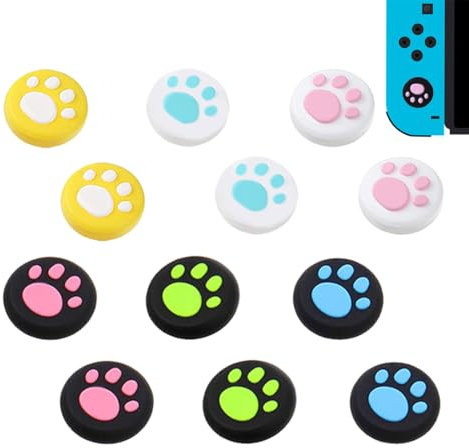 12 PCS Joysticks de silicona, cubiertas de controlador de interruptor, tapas de joystick, controladores analógicos de silicona, cubiertas de joystick de silicona suave