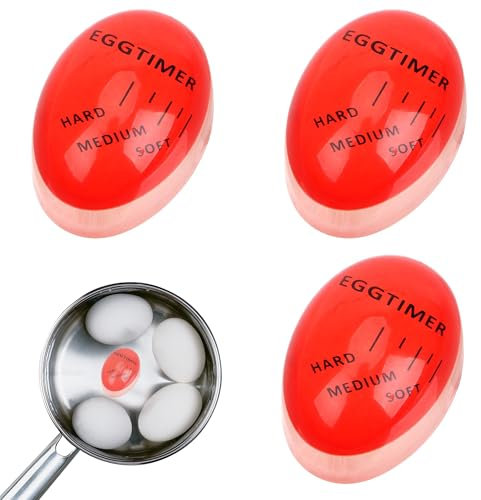 hioseyre 3pcs Egg Timer - Color Changing Indicator - Soft, Medium, Hard Boiled Eggs - Safe, Durable Kitchen Tool - Gift, Home Use
