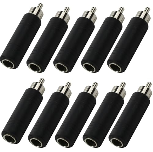 RUNCCI-YUN 10 Piezas 6,35mm a RCA, Adaptador de Audio de 6.35mm Hembra a Macho RCA