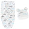 ZEPIQOR 1 Stück Pucksack Baby 0–3 Monate Baby Pucktuch mit Kopfschutz für Mädchen Junge Baby Schlafsack für Neugeborenen Kleinkinder 100% Bio-Baumwolle Baby Swaddle Decke für Säuglinge Unisex（Blau）