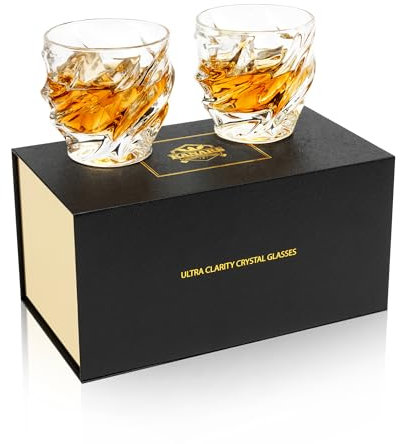 KANARS 2 Pièces Verres à Whisky, 260 ml Verre a Whiskey en Cristal pour Cognac, Martini, Whisky, Scotch, Belle Boîte Cadeau
