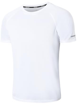 ZENGVEE Mens Gym T-Shirts Breathable Quick-Drying Gym Tops White